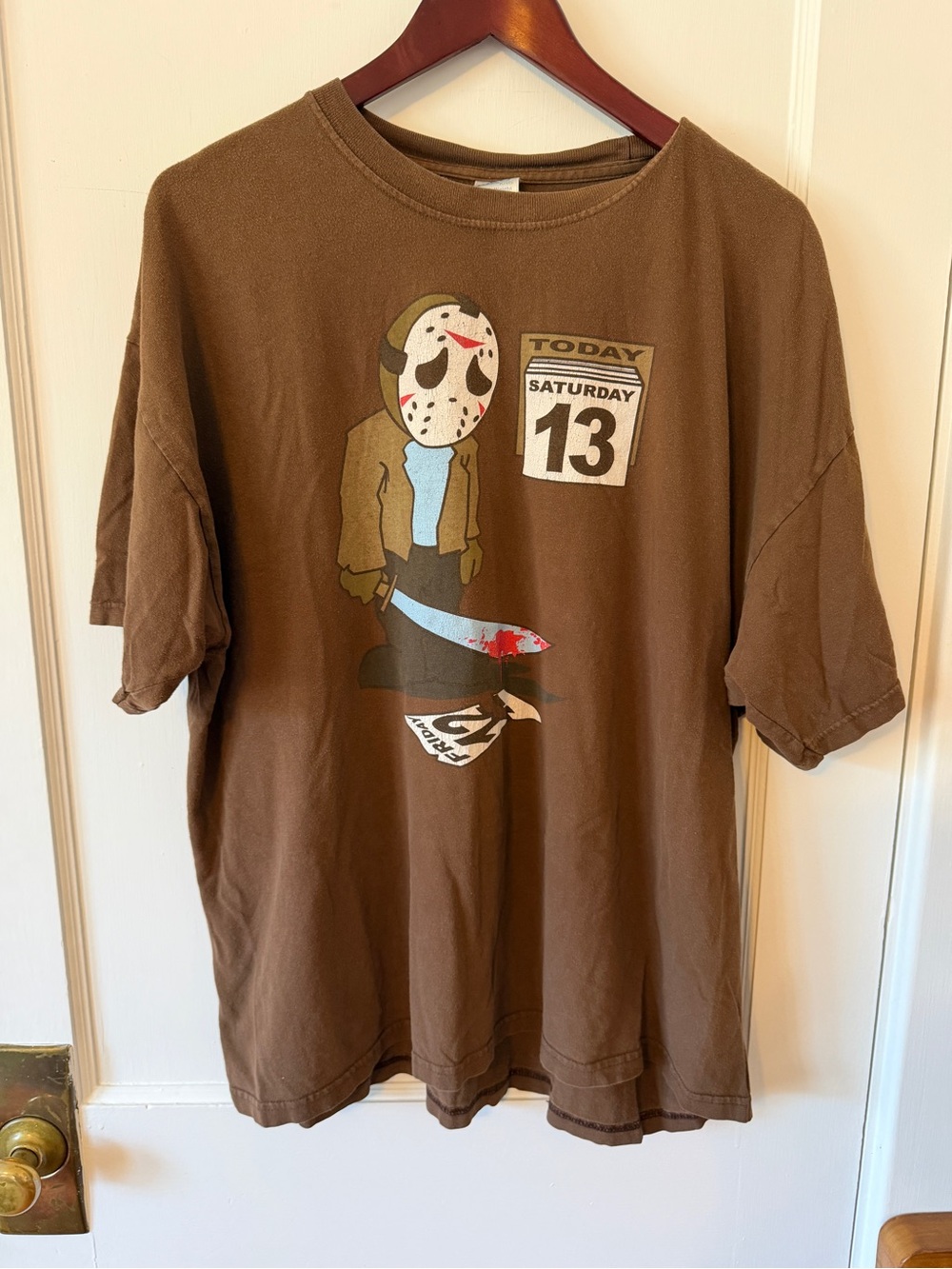 Friday 13th Jason Voorhees Horror Funny Brown Cotton Tshirt Halloween XXL